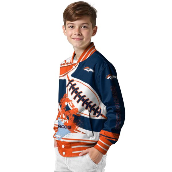 denver broncos baseball stitching blue white jacket trendy