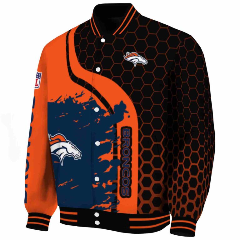 denver broncos hexagonal pattern orange black jacket best selling
