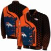 denver broncos hexagonal pattern orange black jacket fashion forward