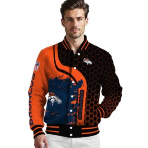 denver broncos hexagonal pattern orange black jacket high quality