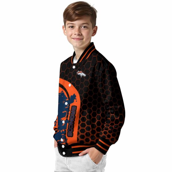 denver broncos hexagonal pattern orange black jacket trendy