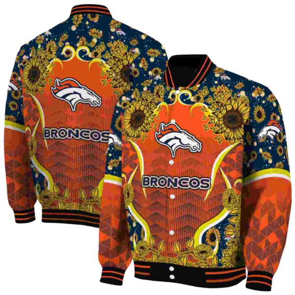 denver broncos sunflower bloom orange yellow jacket fashion forward