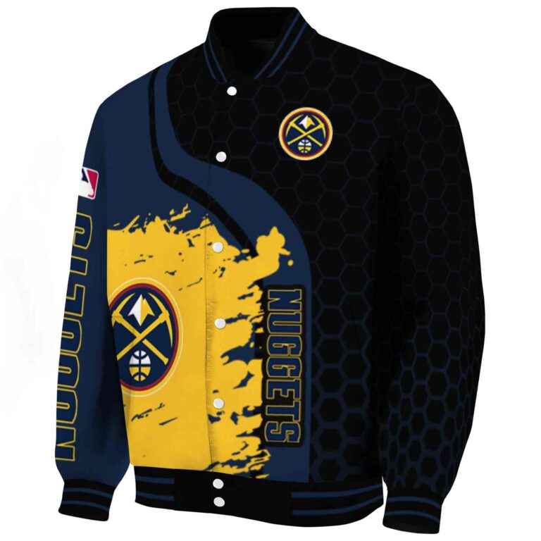 denver nuggets hexagonal pattern blue black jacket best selling