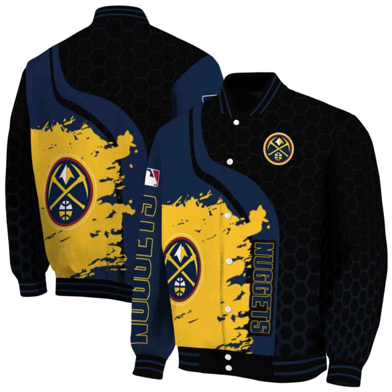 denver nuggets hexagonal pattern blue black jacket fashion forward