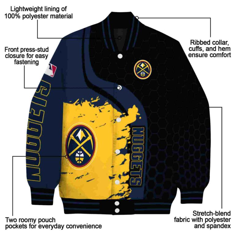 denver nuggets hexagonal pattern blue black jacket new arrival