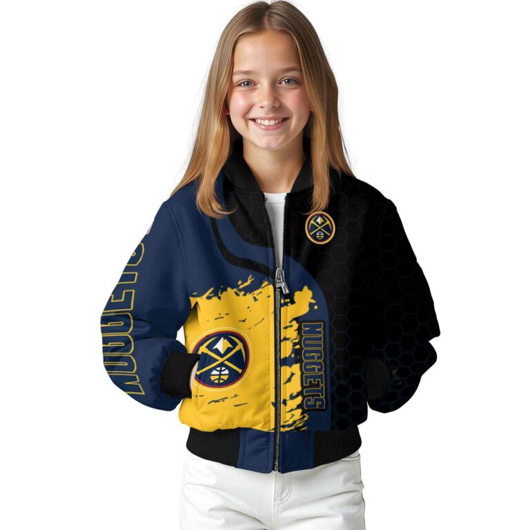 denver nuggets hexagonal pattern blue black jacket top rated