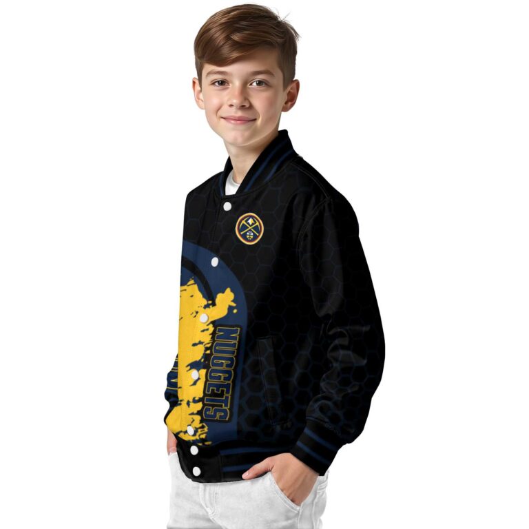 denver nuggets hexagonal pattern blue black jacket trendy