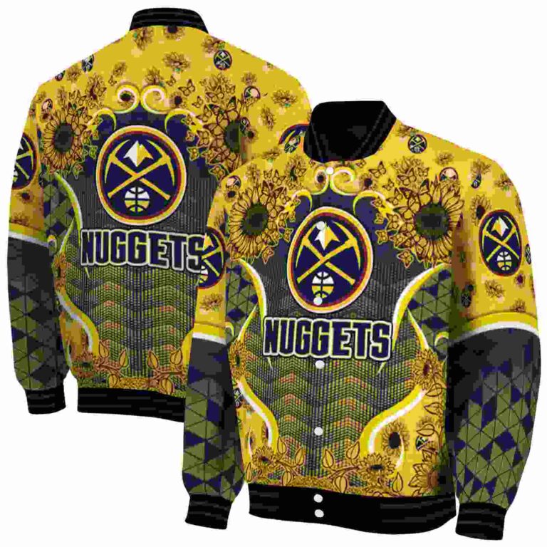 denver nuggets sunflower bloom blue yellow jacket fashion forward