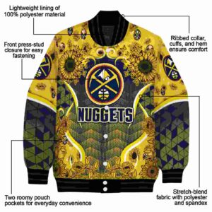 denver nuggets sunflower bloom blue yellow jacket new arrival