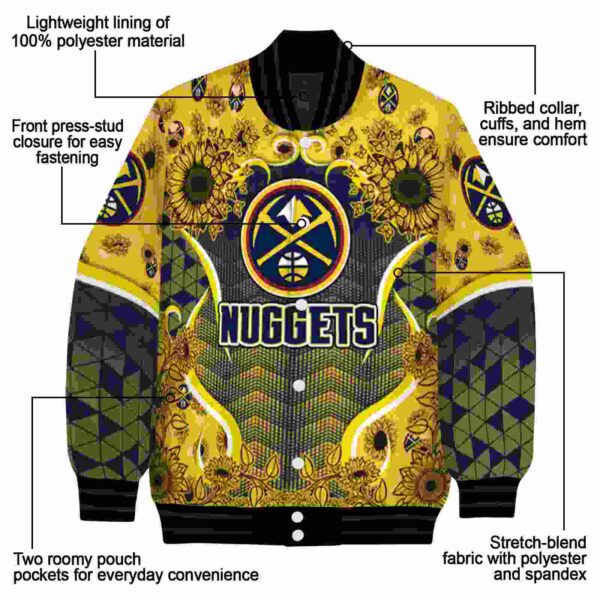 denver nuggets sunflower bloom blue yellow jacket new arrival