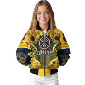denver nuggets sunflower bloom blue yellow jacket top rated