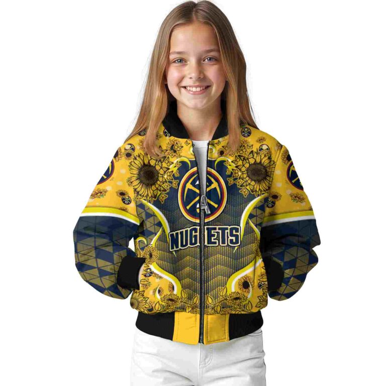denver nuggets sunflower bloom blue yellow jacket top rated