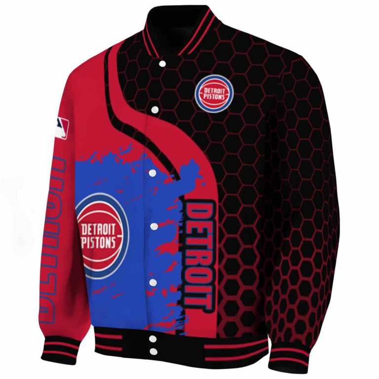 detroit pistons hexagonal pattern red black jacket best selling