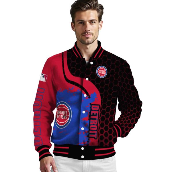 detroit pistons hexagonal pattern red black jacket high quality