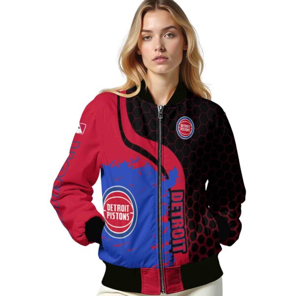 detroit pistons hexagonal pattern red black jacket latest model
