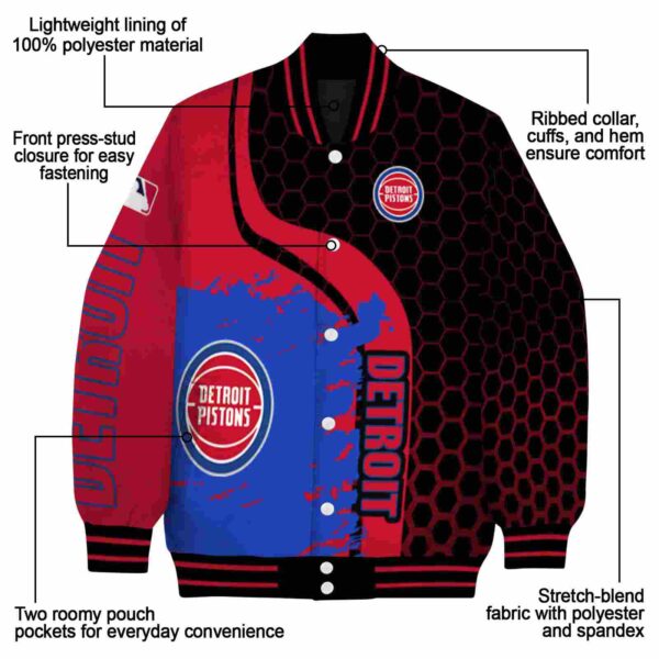 detroit pistons hexagonal pattern red black jacket new arrival