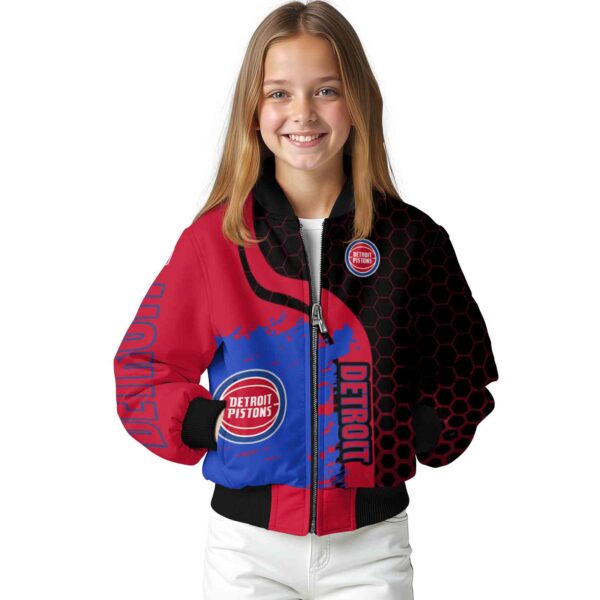 detroit pistons hexagonal pattern red black jacket top rated