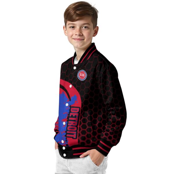 detroit pistons hexagonal pattern red black jacket trendy