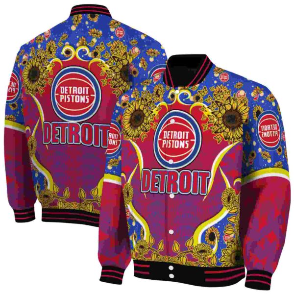 detroit pistons sunflower bloom red yellow jacket fashion forward
