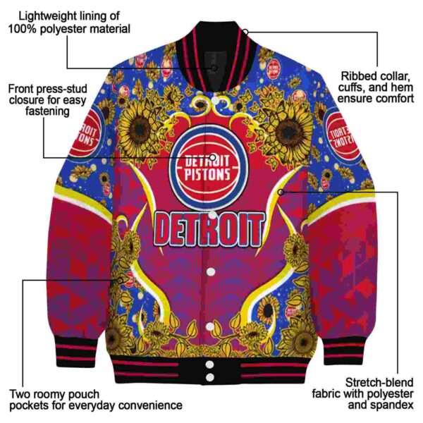 detroit pistons sunflower bloom red yellow jacket new arrival