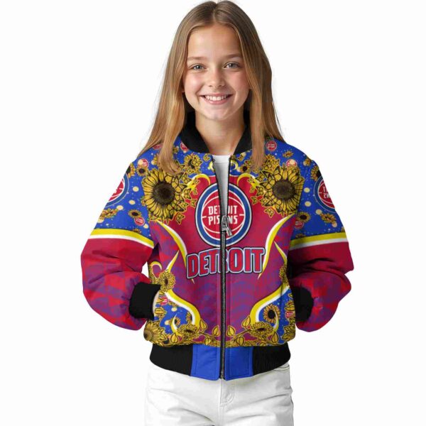 detroit pistons sunflower bloom red yellow jacket top rated