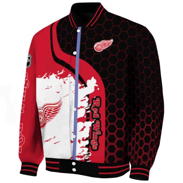 detroit red wings hexagonal pattern red black jacket best selling