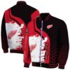 detroit red wings hexagonal pattern red black jacket fashion forward