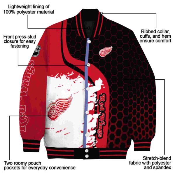 detroit red wings hexagonal pattern red black jacket new arrival