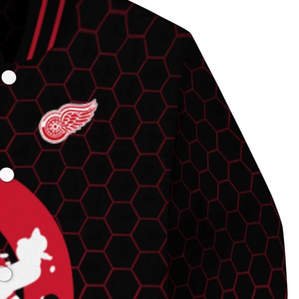 detroit red wings hexagonal pattern red black jacket premium grade
