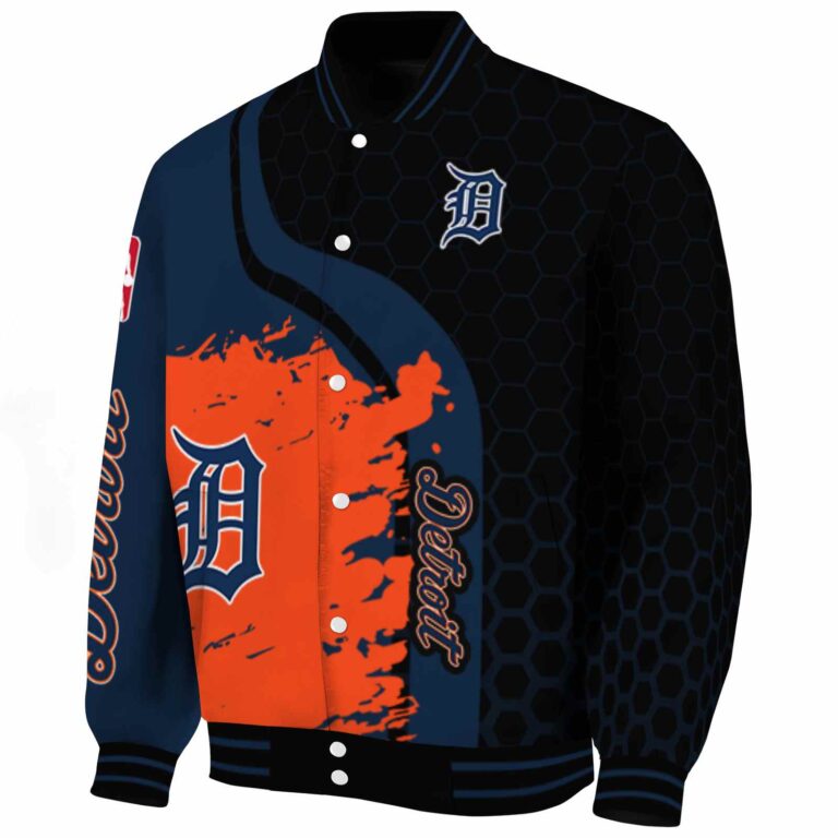 detroit tigers hexagonal pattern navy black jacket best selling