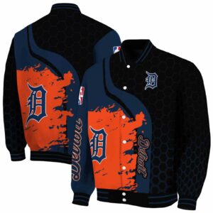 detroit tigers hexagonal pattern navy black jacket fashion forward