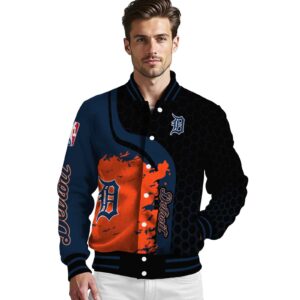 detroit tigers hexagonal pattern navy black jacket high quality