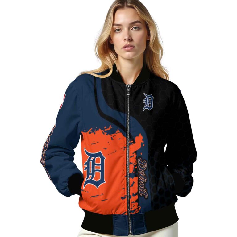detroit tigers hexagonal pattern navy black jacket latest model