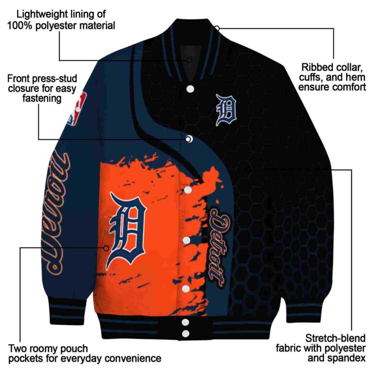 detroit tigers hexagonal pattern navy black jacket new arrival