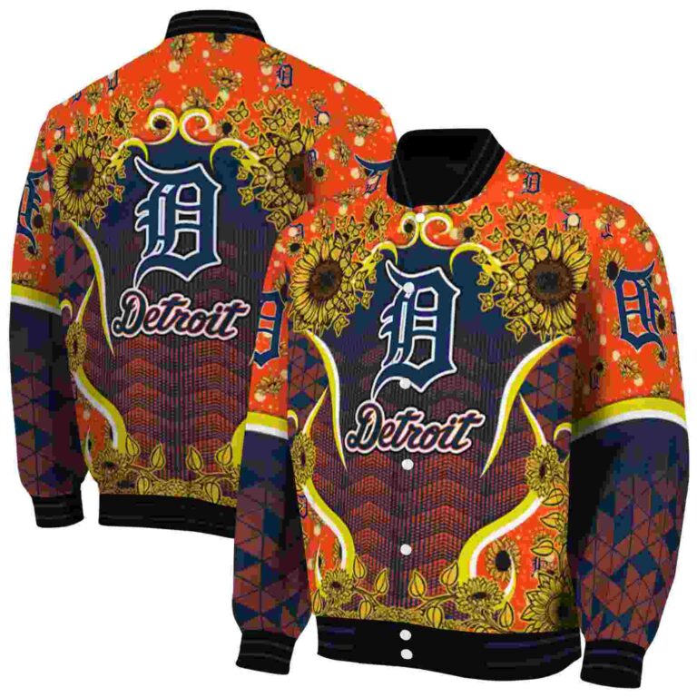detroit tigers sunflower bloom navy yellow jacket fashion forward