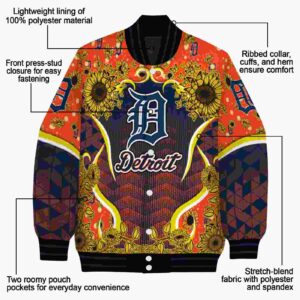 detroit tigers sunflower bloom navy yellow jacket new arrival
