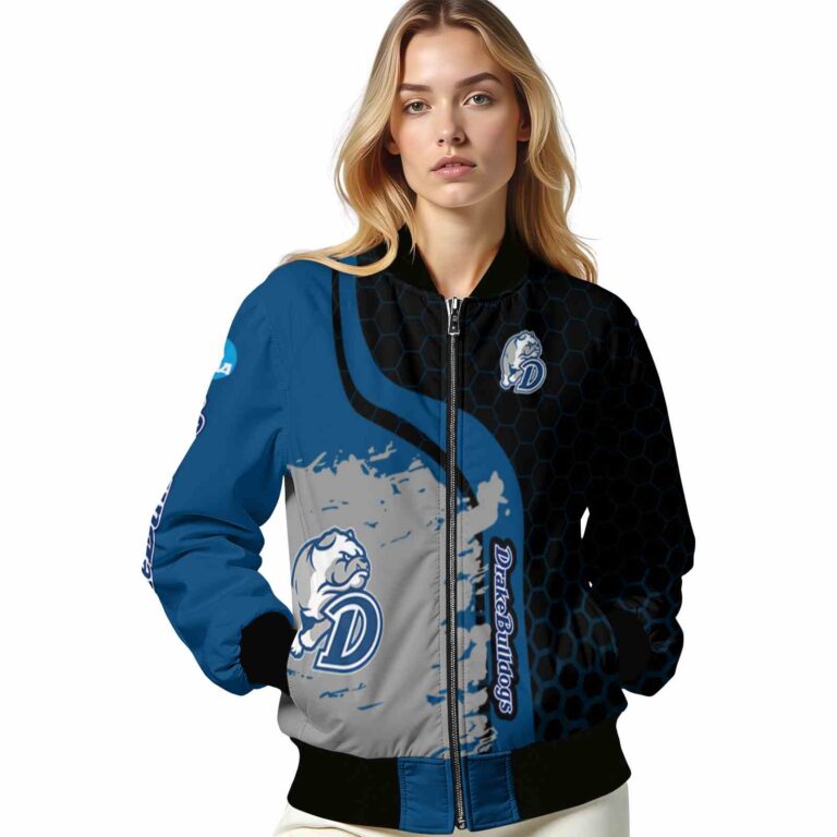 drake bulldogs hexagonal pattern blue black jacket latest model
