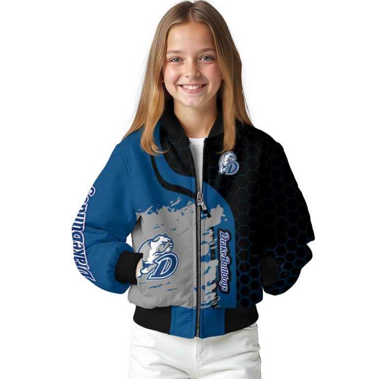 drake bulldogs hexagonal pattern blue black jacket top rated