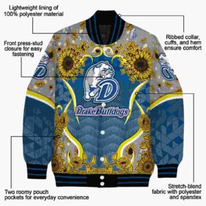 drake bulldogs sunflower bloom blue yellow jacket new arrival