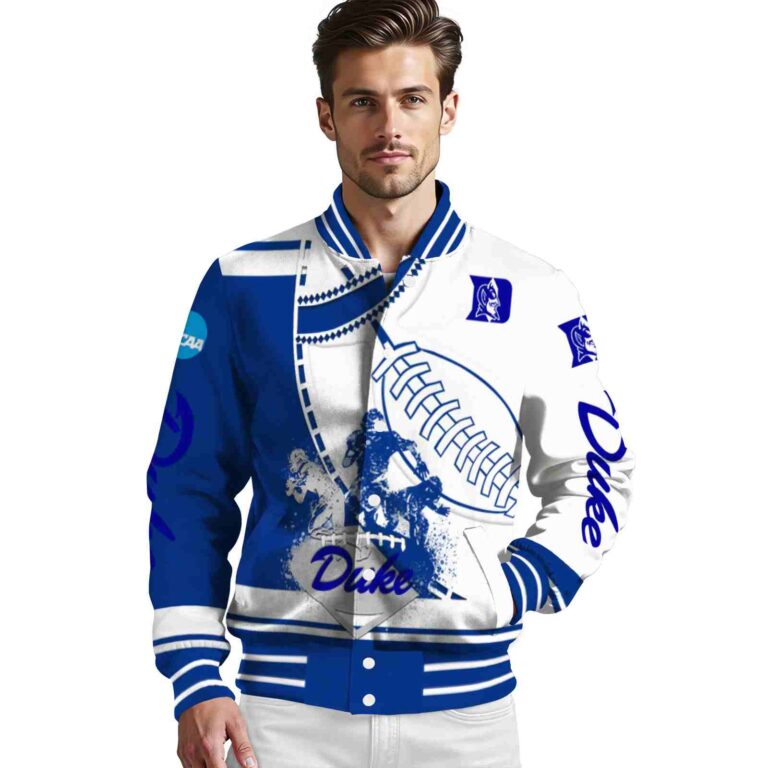 duke blue devils baseball stitching white jacket high quality