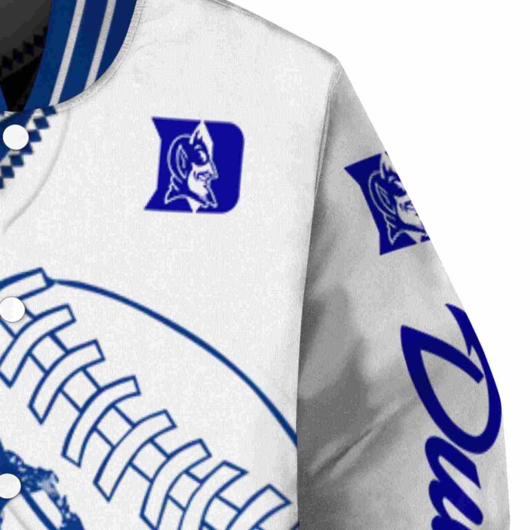 duke blue devils baseball stitching white jacket premium grade