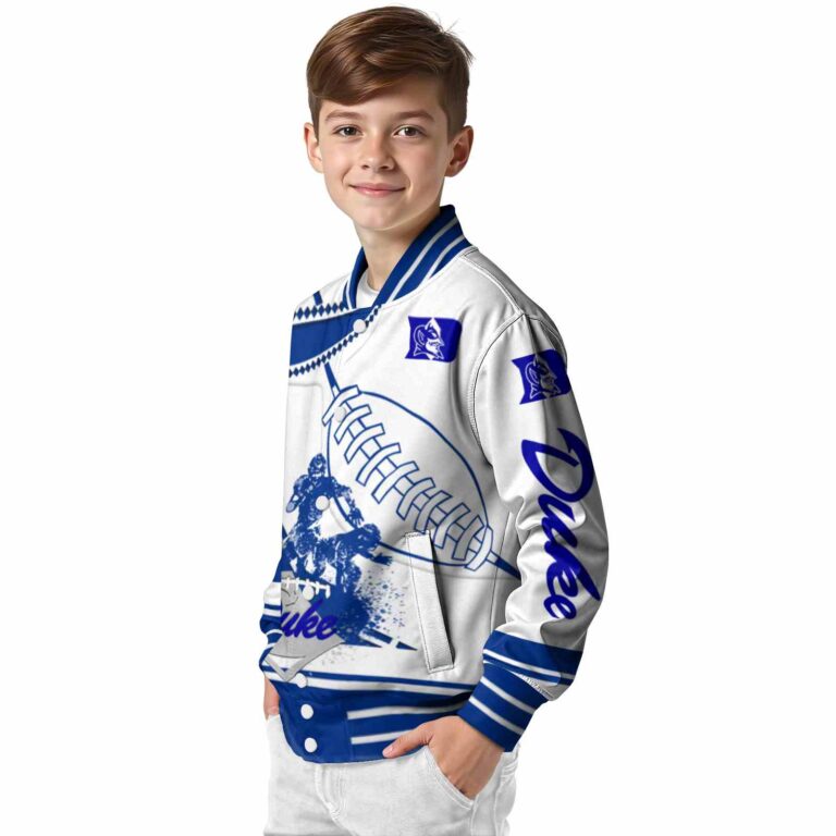 duke blue devils baseball stitching white jacket trendy