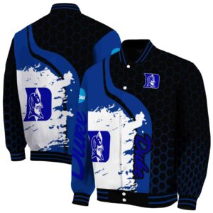 duke blue devils hexagonal pattern blue black jacket fashion forward