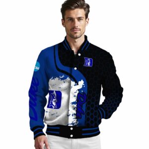 duke blue devils hexagonal pattern blue black jacket high quality