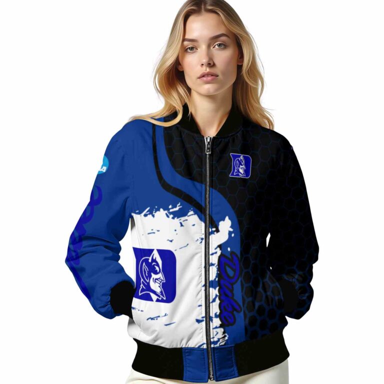 duke blue devils hexagonal pattern blue black jacket latest model