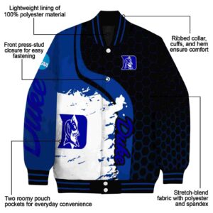 duke blue devils hexagonal pattern blue black jacket new arrival