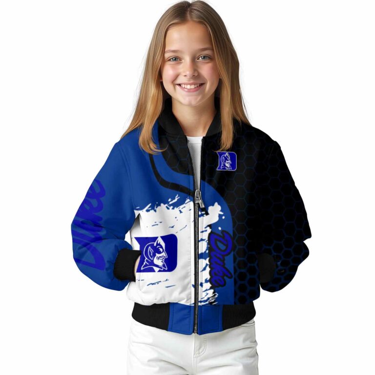 duke blue devils hexagonal pattern blue black jacket top rated