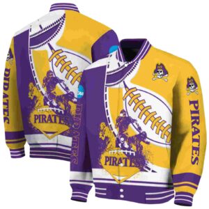 east carolina pirates baseball stitching gold white jacket fashion forward