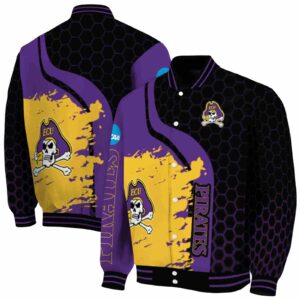 east carolina pirates hexagonal pattern purple black jacket fashion forward