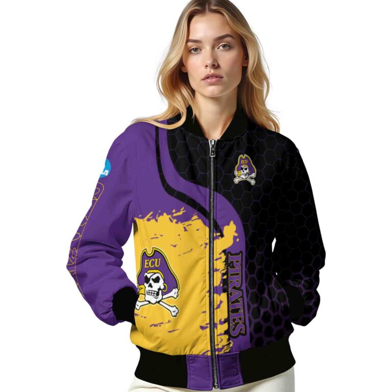east carolina pirates hexagonal pattern purple black jacket latest model